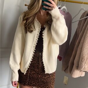 Cream Cardigan with Pearl Details